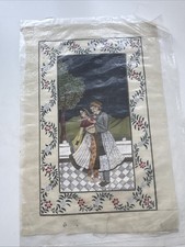 Mughal oil silk painting - mughal,