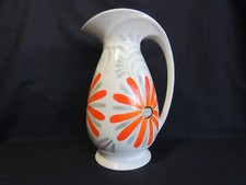 Myott Large Chicken Neck Jug / Pitcher. Floral 2682F BY. Art Deco. Hand Painted.