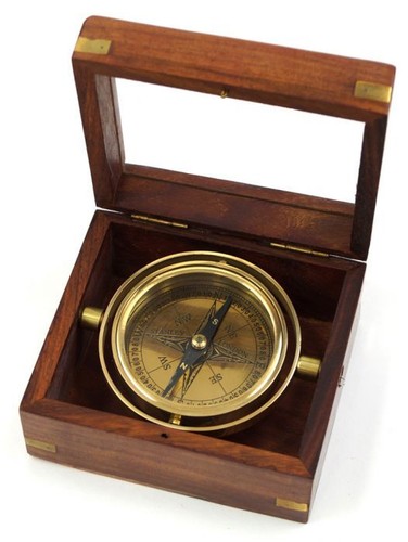 Brass gimbal compass boxed - brass,