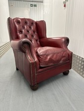 Tetrad Oskar Cherry Red Buffalo Hide Leather Wingback Armchair / Chair
