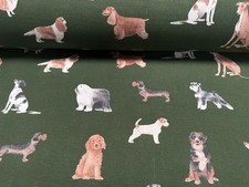 Dark Green Dogs Fabric Home