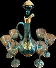 Bohemian Glass Decanter with 6