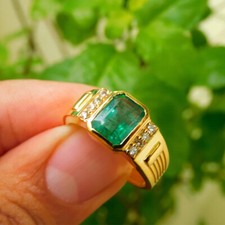 Emerald Cut Emerald & Diamond