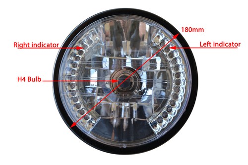 Motorbike headlight with - motorbike, 7"