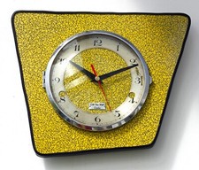 NEW 28cm Mid Century Yellow Wall Clock - Atomic Retro Vintage French Formica