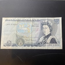 Old £5 NOTE  LW42 In Good