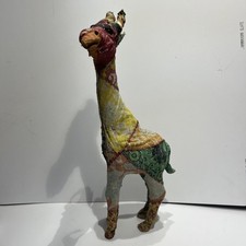 Indian Folk Art  Fabric Sewn  Vintage Giraffe Decoupage 42cm Ornament
