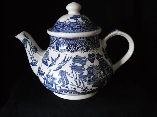 Churchill blue white teapot - &,