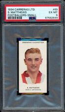 1934 STANLEY MATTHEWS CARRERAS LTD. FOOTBALLERS SMALL #69 ROOKIE (PSA 6) STOKE