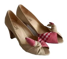 F TROUPE Retro Style Fabric Peep Toe Shoes, 5, Vgc