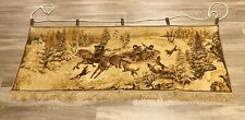 Vintage European Fox Hunting Scene Winter Horses Wall Hanging Tapestry Velvet