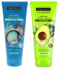 2x Freeman Clay Masks Avocado & Oatmeal, Dead Sea Minerals "Feeling Beautiful"