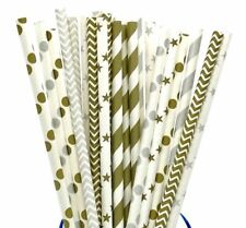25 Gold Silver Paper Retro Vintage Party Drinking Straws Birthday Wedding