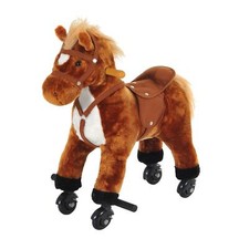 HOMCOM Rocking Horse Kids Ride on Walking Horse Animal Pony Wheeled Riding Plush