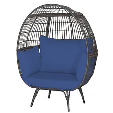 Costway Oversized Wicker Egg Chair Stationary Patio Lounge Basket w/Cushions