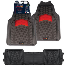 FOR Mini Clubman Red Bull Racing Rubber Car Mat Set Universal Black Red 3pc