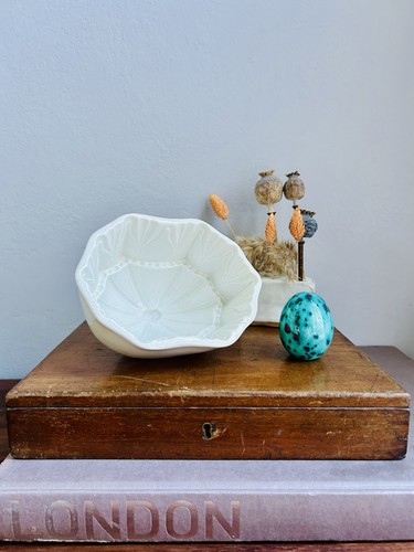 Vintage white ceramic jelly - vintage,