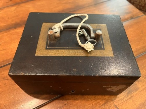 Antique metal strong box with - strong,