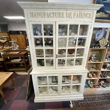French Gustavian Style Shabby White Glass Glazed Cabinet Display Cupboard Unit
