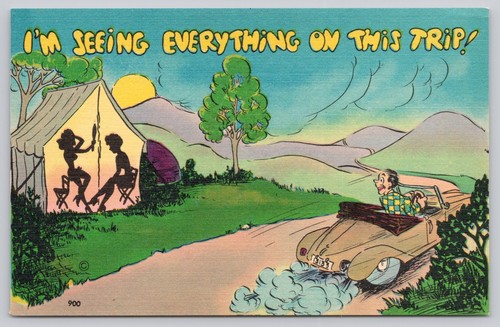 Vintage linen comic postcard - linen,