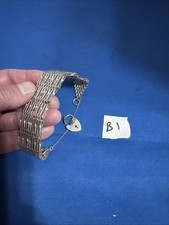 Vintage Sterling Silver Double Gate Heart Lock Bracelet