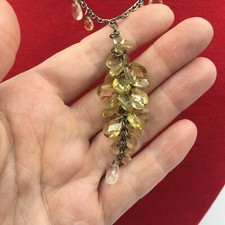 Charm Bead Drop Necklace Clear & Yellow Waterfall Beads Pretty Festival Summer
