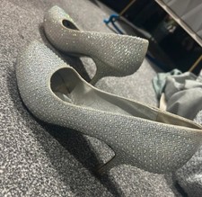Grey Sequin Kitten Heel Shoes