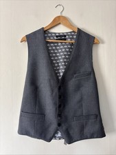 Mens Ted Baker Grey Wool Waistcoat Size 40 R