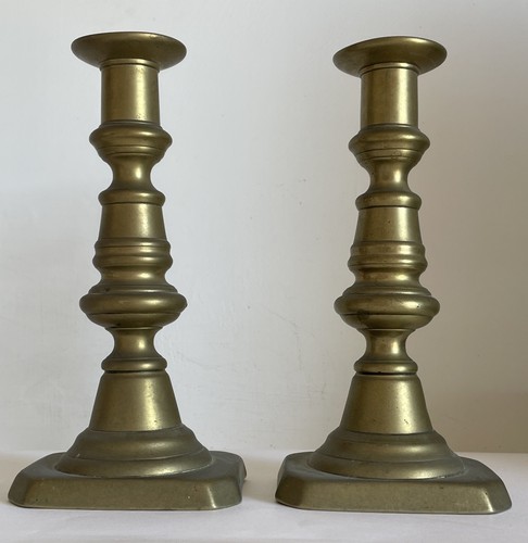 Brass candlestick pair set - brass,
