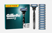 Gillette Mach3 Value Pack – 1 Handle + 12 Razor Blade Refills 100% ORIGINAL ⭐⭐⭐⭐