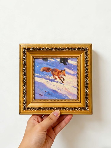 Running red fox snow ground - on,