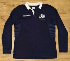 Macron Long Sleeve Scotland Rugby Shirt 2013/2014 Supporters Jersey - Medium