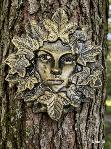302 green man stone - , wall