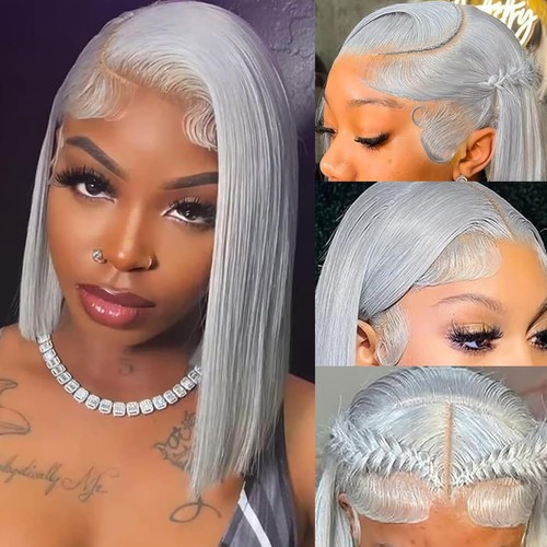 Amzhair silver grey bob wig - silver,