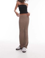 Topshop Womens Textured Maxi Skirt In Taupe RRP £34