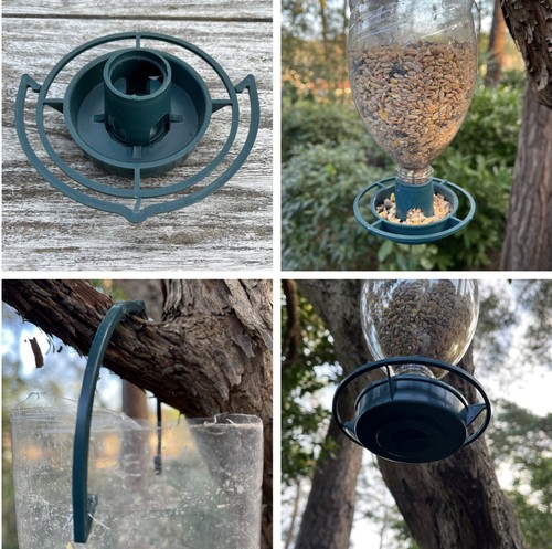 Bottle top bird seed feeders - top,