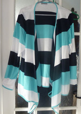 Per Una Waterfall Cardigan Size 20 Long Sleeve Blue Turquoise White
