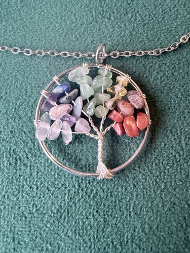 Silver toned chakra - 7, crystal