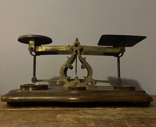 Antique Brass LETTER SCALES 3 Imperial Weights Victorian Postal Rate on Plate