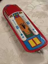 1960’s Ohio Art Co Tin Wind-Up Cabin Cruiser Boat Toy #10154 WORKS. Made USA