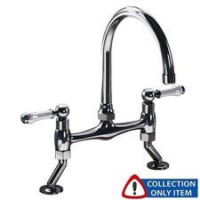 Astini Provencale Chrome Twin Lever Kitchen Sink Bridge Mixer Tap AST213