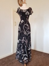 PHASE EIGHT black maxi tapework dress sz 12 long evening party wedding Guest 