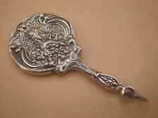 Pretty Art Nouveau Style Sterling Silver Miniature Chatelaine Or Purse Mirror
