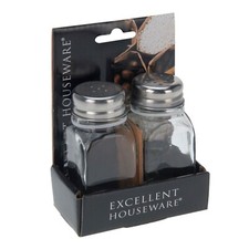 Salt and pepper glass shakers - salt,