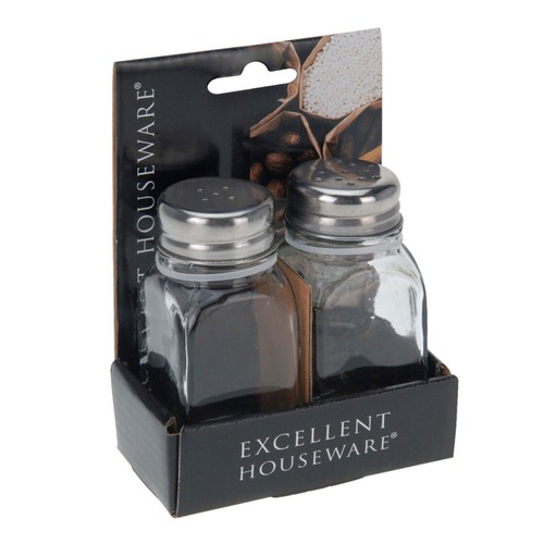 Salt and pepper glass shakers - salt,