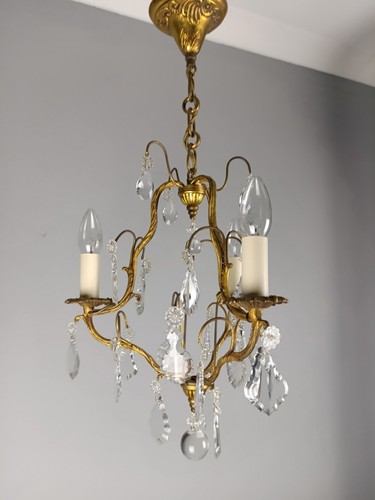 French gilt brass crystal - brass,