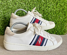 SKECHERS Women's Los Angeles White Red Stripe Beaded Lace Up Trainers UK Size 7