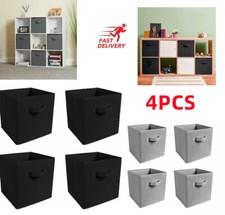 4 Pack Foldable Storage Box Foldable Canvas Drawer Organizer Fabric Cube