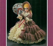 Victorian Ruffle Full Dolls Dress Costume Aran Vintage Crochet Pattern Reprint