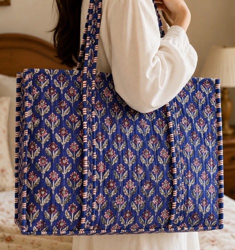 Block print quilted cotton - print,